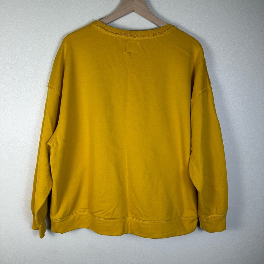 FREE PEOPLE Movement Boho Granola Hip Women M Yellow Logo Metti Crew Sweatshirt - Picture 10 of 10